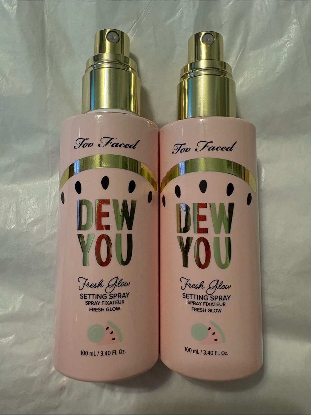 Too Faced dew you fresh glow setting spray set of two